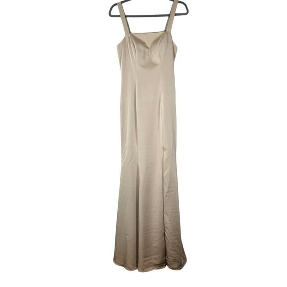 Allure Champagne Sleeveless Formal Mermaid Dress Size 6 Champagne Prom Dress - Picture 1 of 8